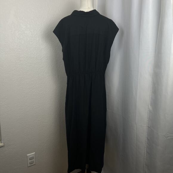 Old Navy Midi Dress Womens 2X Black Drapey Twist Cutout Chic Resort Lightweight - Picture 6 of 12